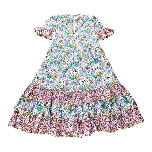 Celia B NWOT Brenda Floral Cotton Cottagecore Scalloped Hem Dress XS - Picture 2 of 6